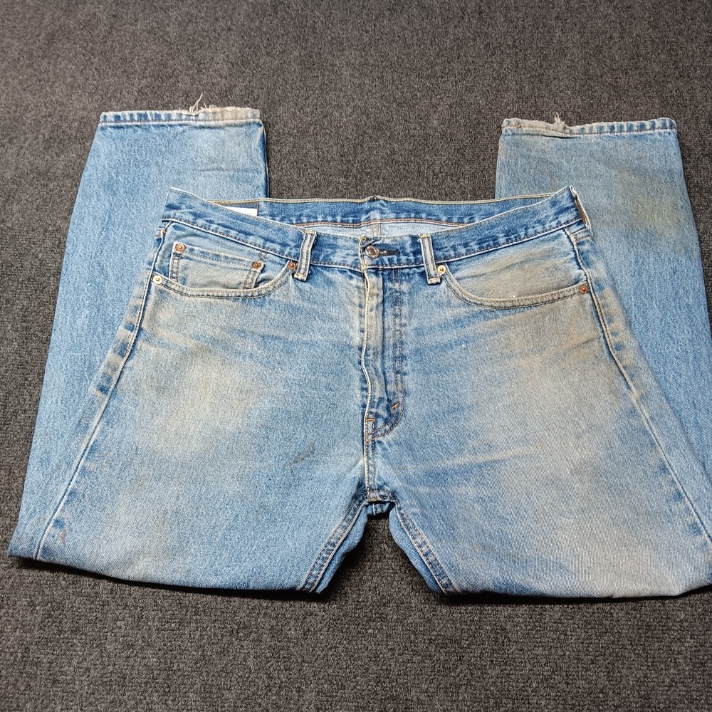 Levis 505 Jeans Men 36x30 Blue Straight Regular Fit Denim Pants Casual
